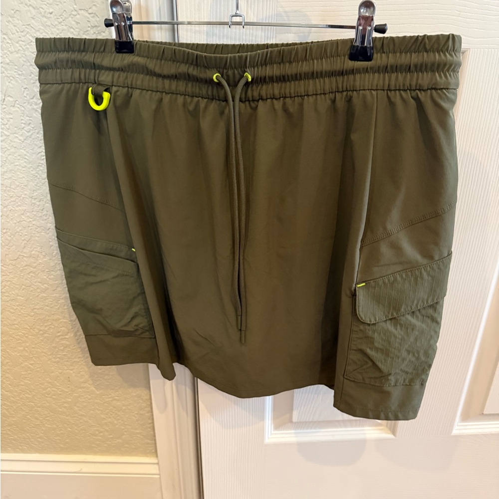 Talbots Olive Green Mini Skirt with Neon Accent